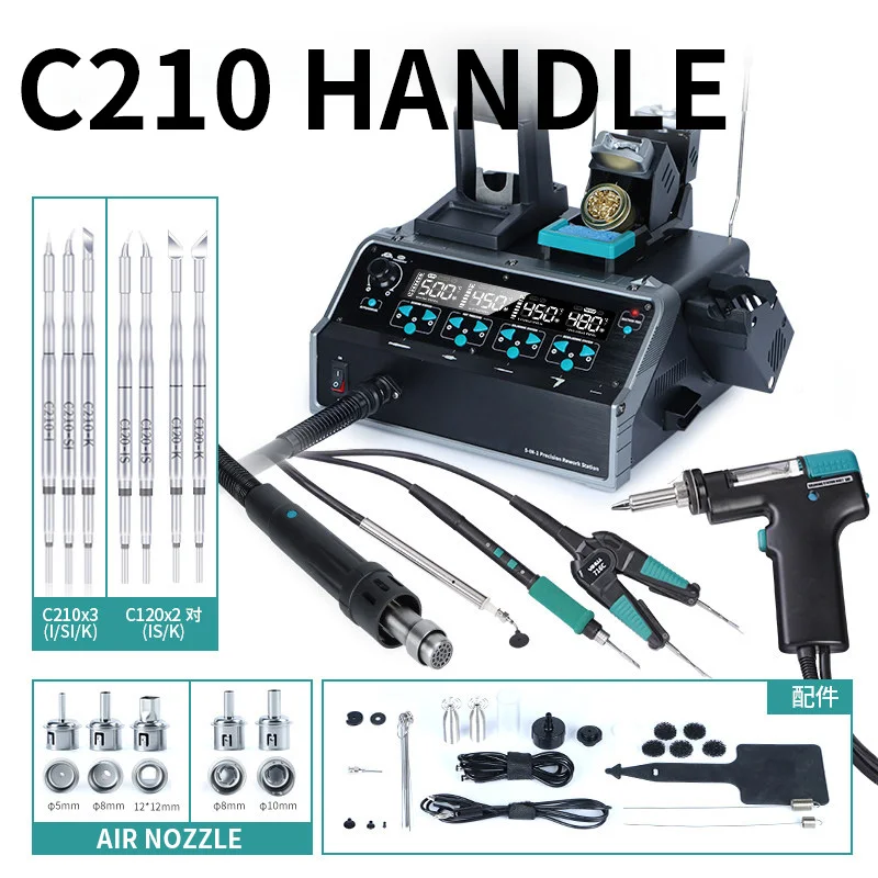 C210 Precision Soldering Station - 5-in-1 Desoldering Station Precision Soldering Iron,